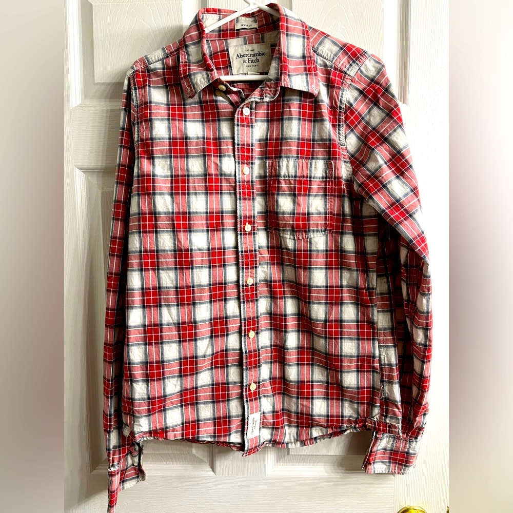 Abercrombie & Fitch plaid oxford shirt size L.